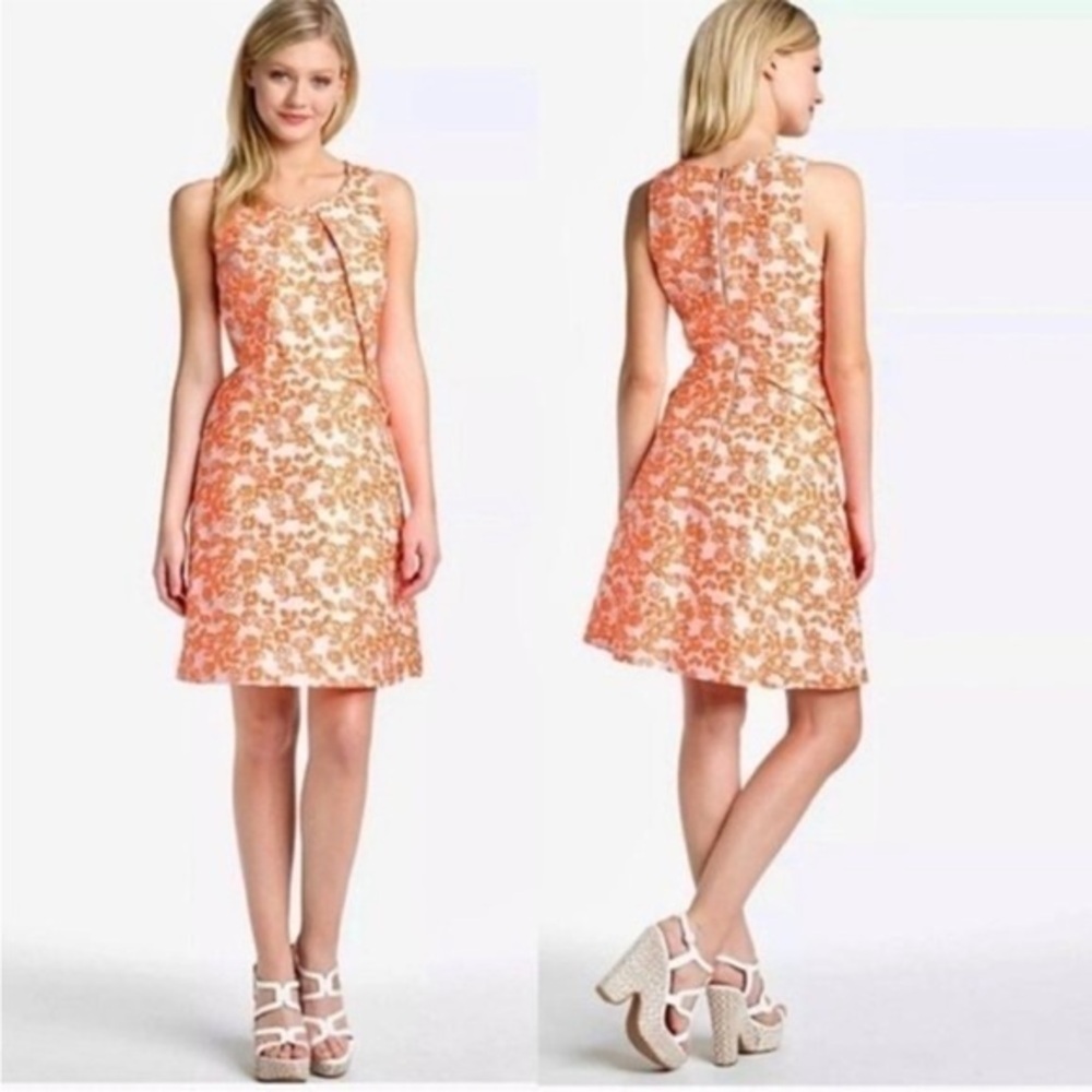 New ▶️ Betsey Johnson ◀️ Retro White & Orange Floral Sleeveless Aline Dress